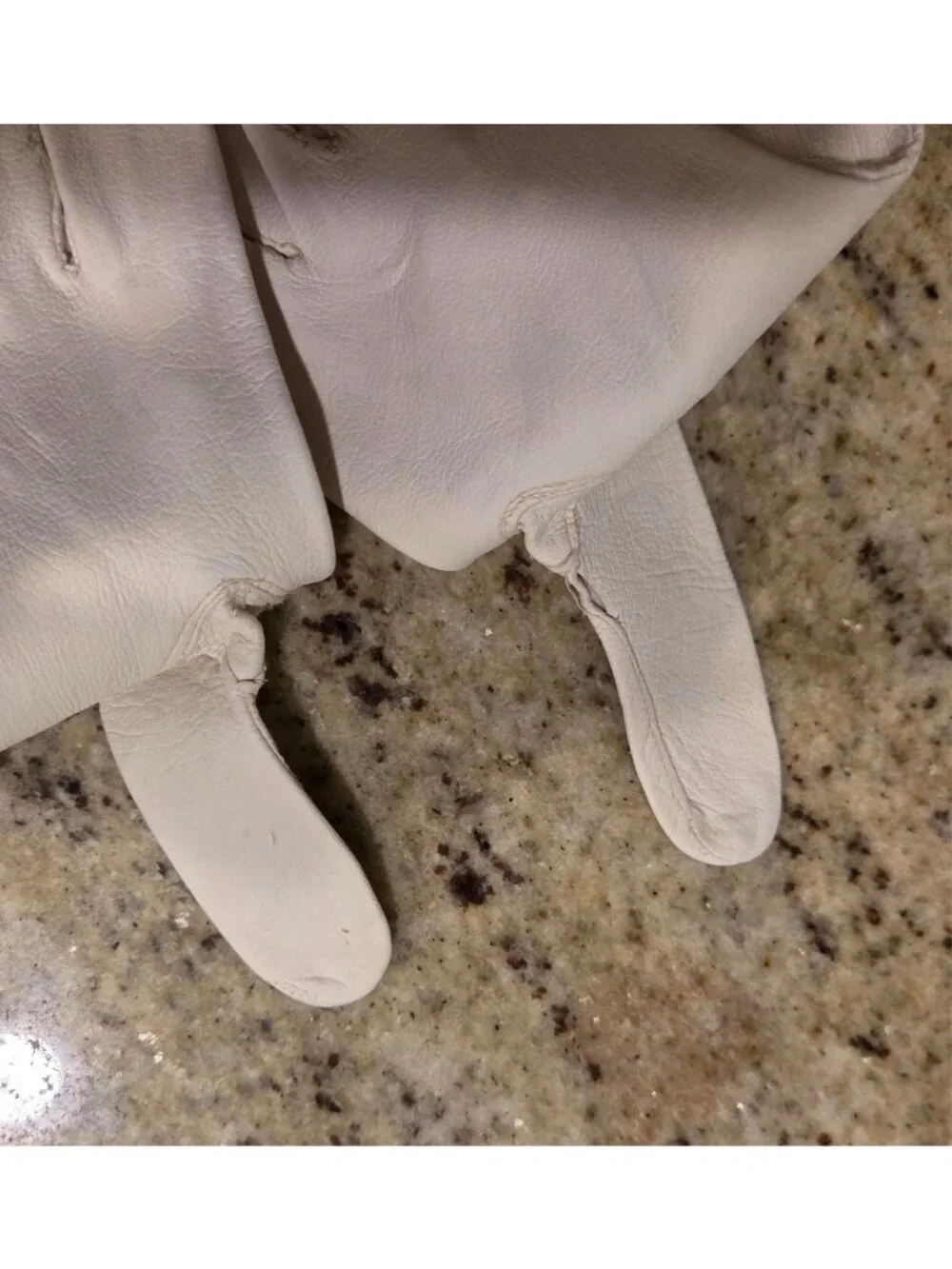 Vintage Size S Off-White Leather Formal Gloves Wrist Button 13